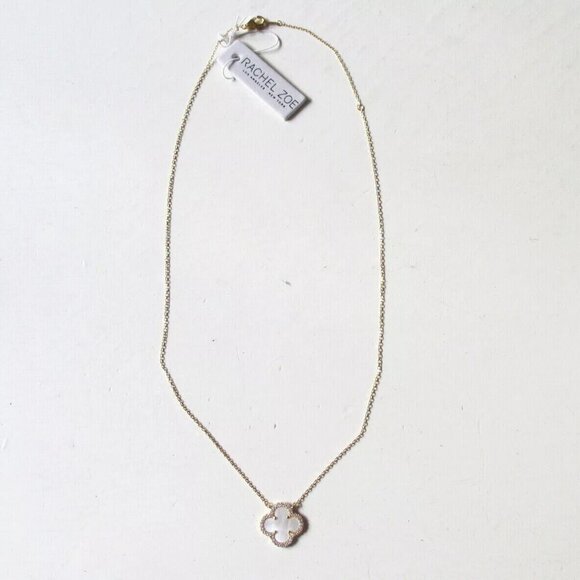 Rachel Zoe Gold and White Clover Necklace - Picture 3 of 3